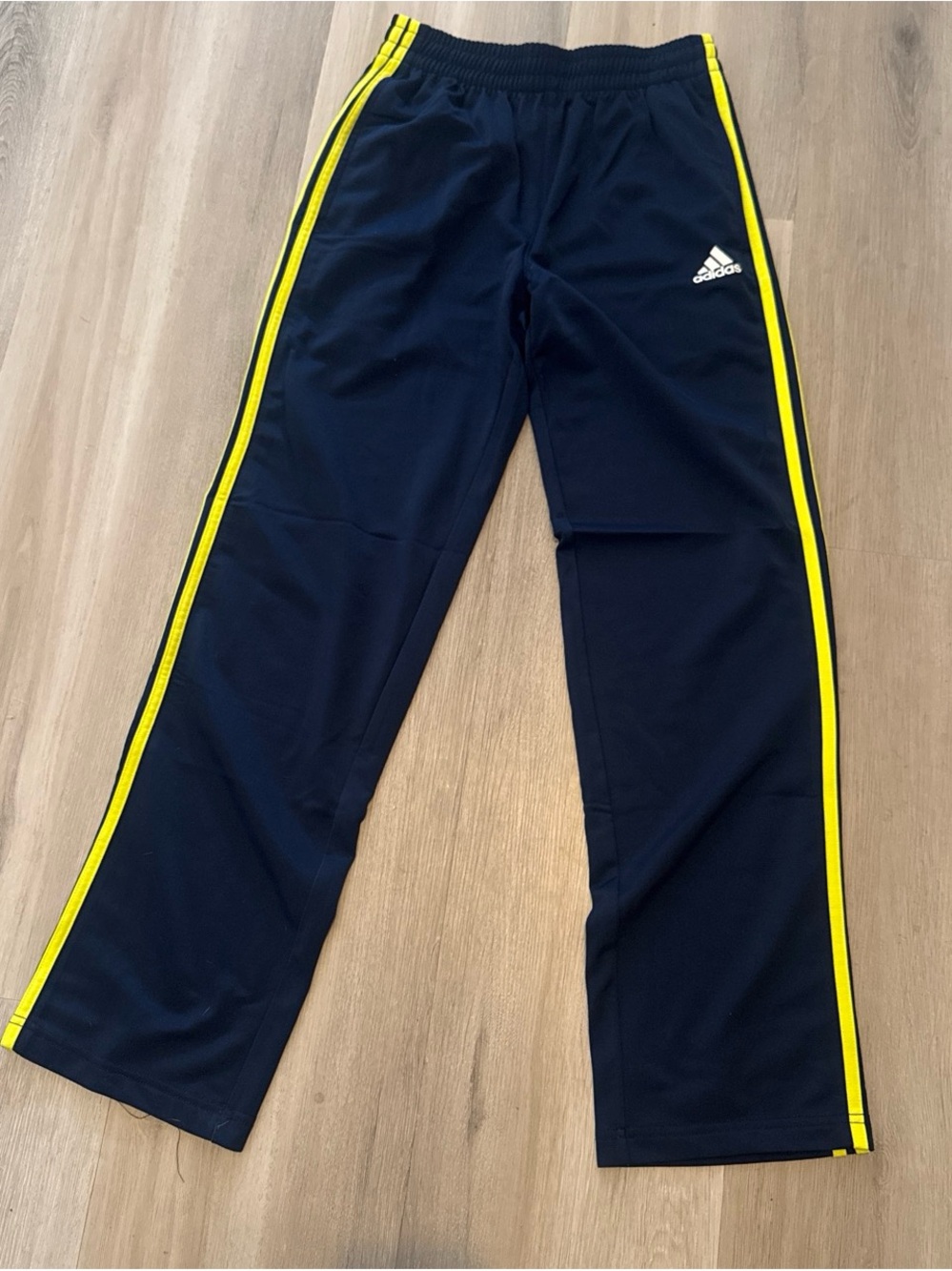 adidas Navy Sweatpants with Yellow Side Stripes